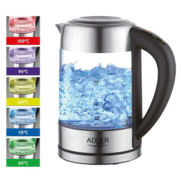 Tējkanna Adler AD 1247 Tērauda Pelēks Stikls 2200 W 1,7 L