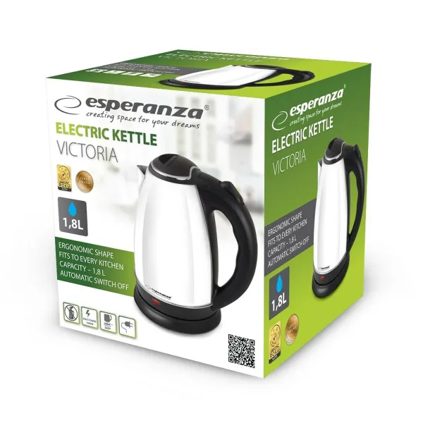 Virdulys Esperanza EKK113W Balta Juoda Nerūdijantis plienas Plastmasinis 1800 W 1,8 L