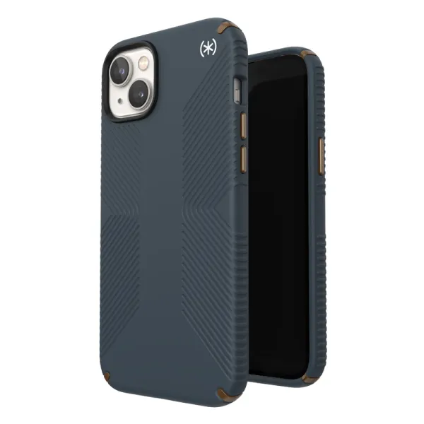 Speck Presidio2 Grip - Anti-slip iPhone 15 Plus / 14 Plus Case (Charcoal / Cool Bronze / Slate)