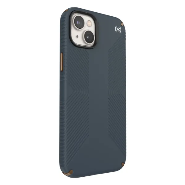 Speck Presidio2 Grip - Anti-slip iPhone 15 Plus / 14 Plus Case (Charcoal / Cool Bronze / Slate)