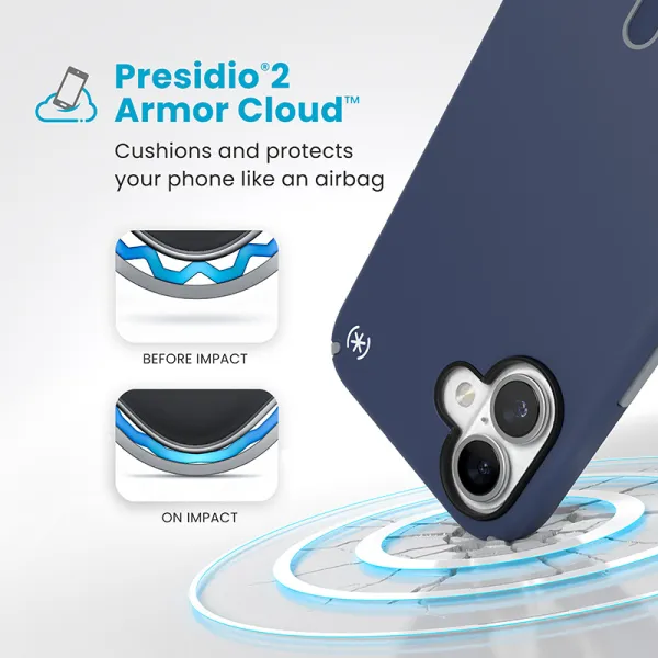 Speck Presidio2 Pro ClickLock & MagSafe - iPhone 16 Plus Case (Coastal Blue / Dust Gray / White)