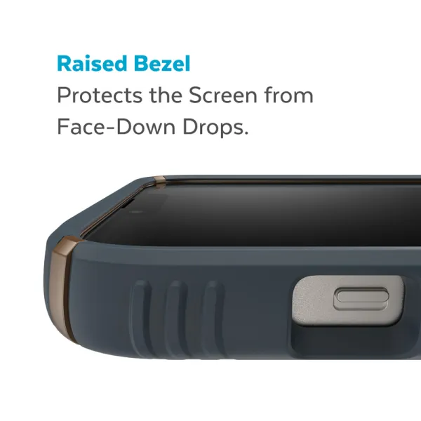Speck Presidio2 Grip - Anti-slip iPhone 15 Plus / 14 Plus Case (Charcoal / Cool Bronze / Slate)