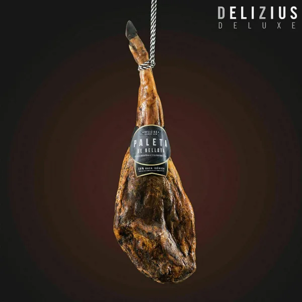 Komplekts, kas sastāv no Ibērijas Ozolzīlēm Barotā Pleca Šķiņķa un Šķiņķa Turētāja Delizius Deluxe