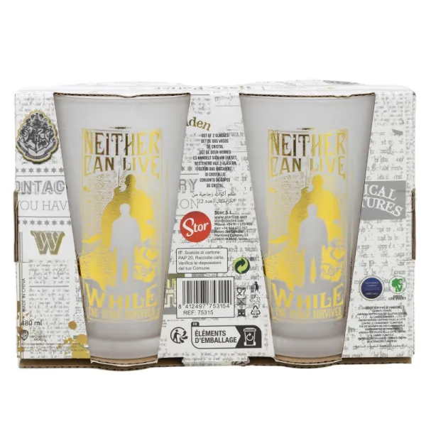 Harry Potter - Set of two glasses in a decorative box from the Golden Magic collection 490 ml