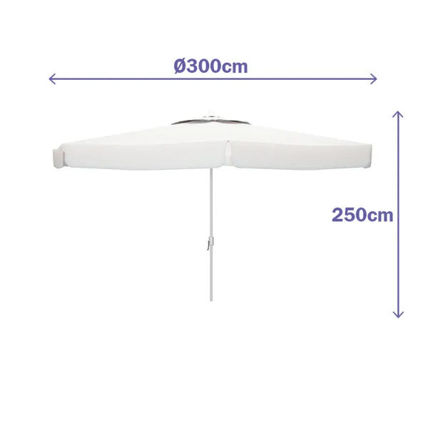 Skėtis nuo saulės Marbueno Balta Poliesteris Aliuminis Ø 300 cm