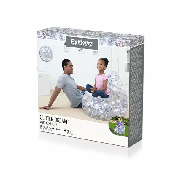 Pripučiamas fotelis Bestway Spalvotas 72 x 72 x 64 cm Blizgučiai