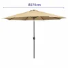 Marbueno Parasol Acero 8 Varillas 270 cm Poliéster Marrón Jardín Piscina 10482