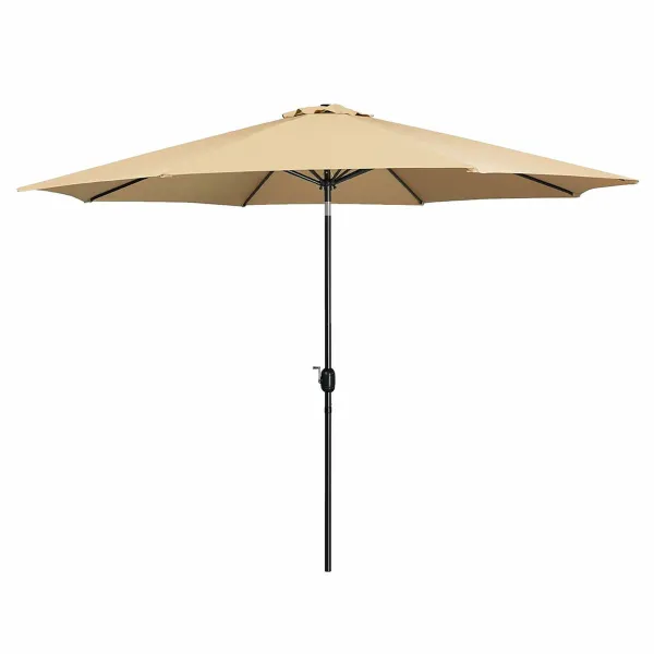 Marbueno Parasol Acero 8 Varillas D300 cm Poliéster Marrón Jardín, Piscina, Terraza