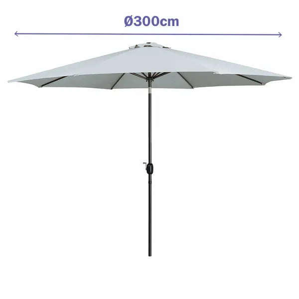 Marbueno Aurinkovarjo Teräs 8 Varrella D300 cm Polyesteri Valkoinen Puutarha 10487