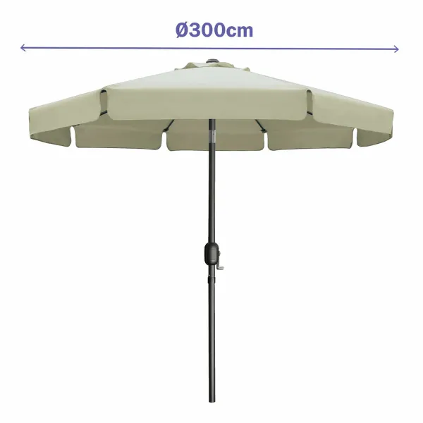 Marbueno Aurinkovarjo Teräs 8 Varsia D300 cm Polyesteri Beige Puutarha, Uima-allas 10490