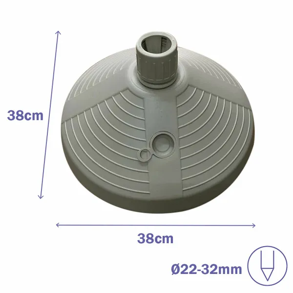Marbueno Base Umbrella Round Plastic 38x38x14 cm 10L White Garden, Pool, Terrace 10502