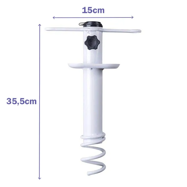 Marbueno Suction Parasol Spike Steel White 35.5x15x6 cm Beach and Garden 10506