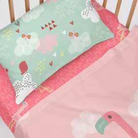 Paklodė HappyFriday MOSHI MOSHI Spalvotas 60 x 120 x 14 cm Rožinis flamingas