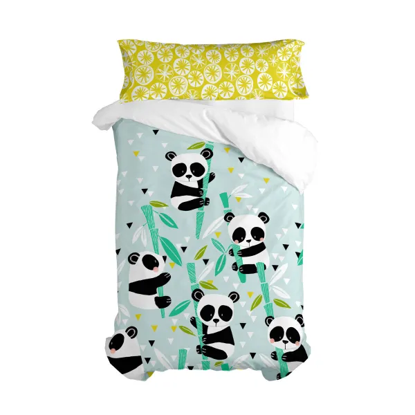 Pussilakanasetti HappyFriday Moshi Moshi Panda Garden Blue Sininen Sänky 105 2 Kappaletta