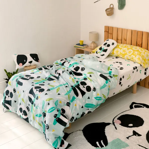 Antklodės užvalkalų rinkinys HappyFriday Moshi Moshi Panda Garden Blue Mėlyna Lova 105 2 Dalys