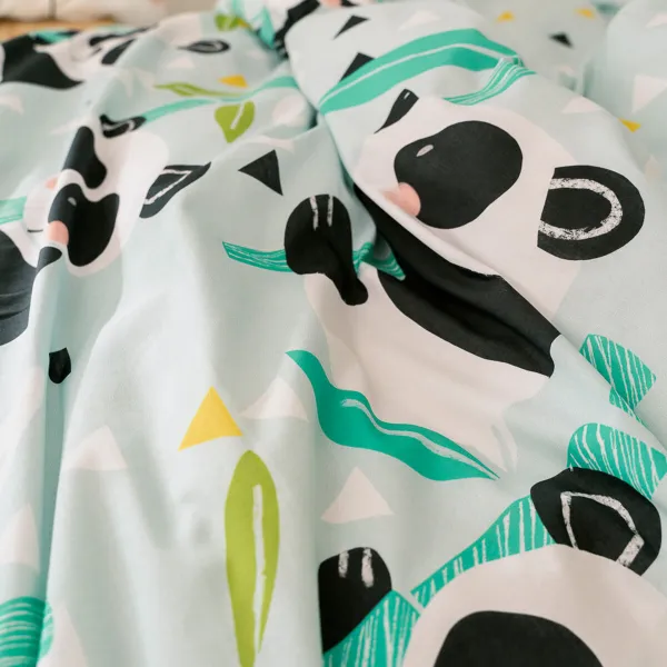Pussilakanasetti HappyFriday Moshi Moshi Panda Garden Blue Sininen Sänky 105 2 Kappaletta