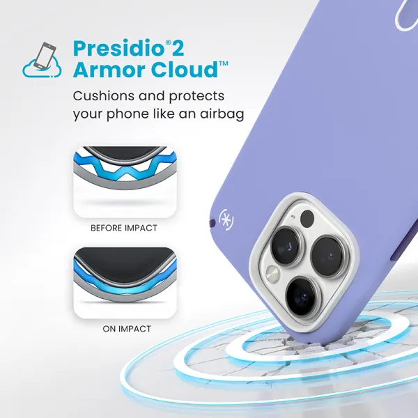 Speck Presidio2 Pro ClickLock & MagSafe - iPhone 16 Pro Max Case (Future Lavender / Cassis Purple / White)