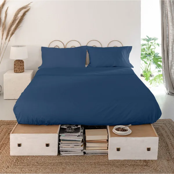 Viršutinis lapas HappyFriday Basic Tamsiai mėlyna 210 x 270 cm