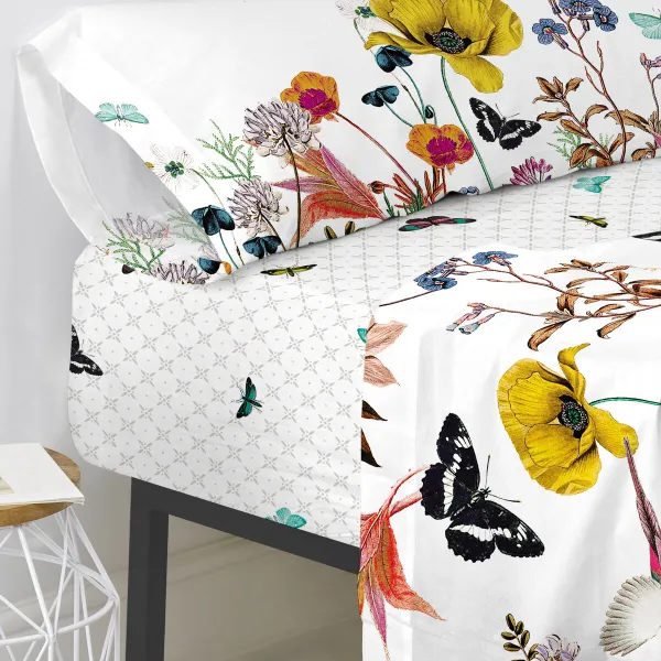 Fitted bottom sheet HappyFriday Birds of paradise Multicolour 140 x 200 x 32 cm