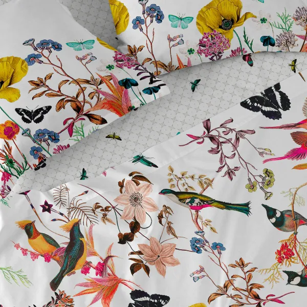 Fitted bottom sheet HappyFriday Birds of paradise Multicolour 140 x 200 x 32 cm