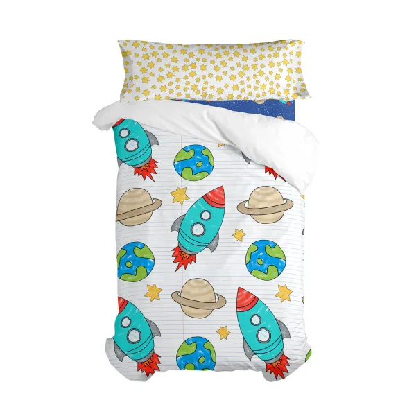 Antklodės užvalkalų rinkinys HappyFriday Mr Fox Space Rocket Spalvotas 2 Dalys
