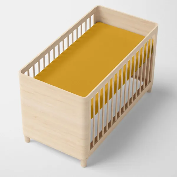 Fitted sheet HappyFriday BASIC KIDS Mustard 60 x 120 x 14 cm