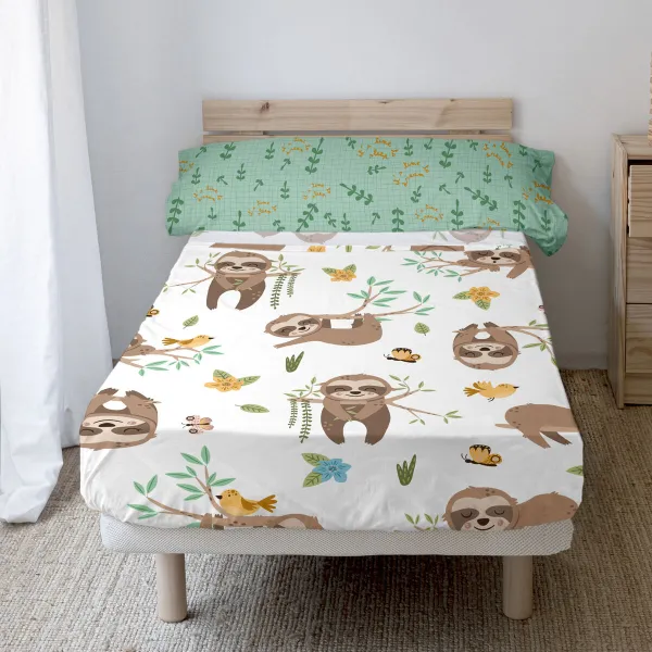 Antklodės užvalkalas be užpildo HappyFriday Moshi Moshi Happy sloth Spalvotas Lova 80/90 2 Dalys