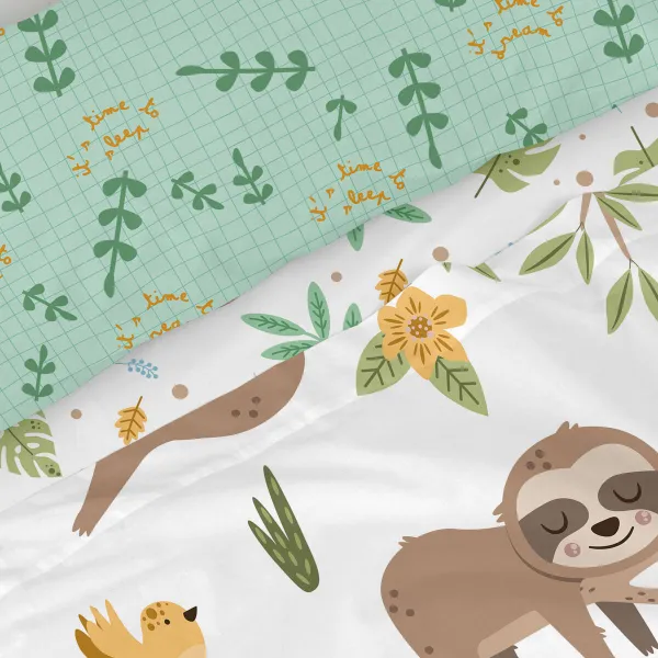 Antklodės užvalkalas be užpildo HappyFriday Moshi Moshi Happy sloth Spalvotas Lova 80/90 2 Dalys