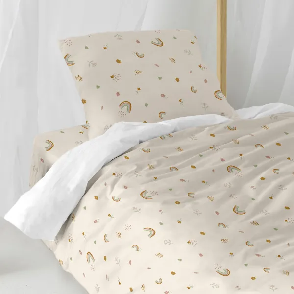 Duvet cover set HappyFriday Mini Iris Multicolour Single 2 Pieces