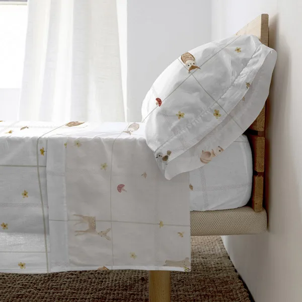 Bedding set HappyFriday HF Mini Woods Animals Multicolour Single 2 Pieces