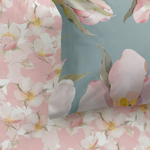 Fitted bottom sheet HappyFriday Spring blossom Multicolour 140 x 200 x 32 cm