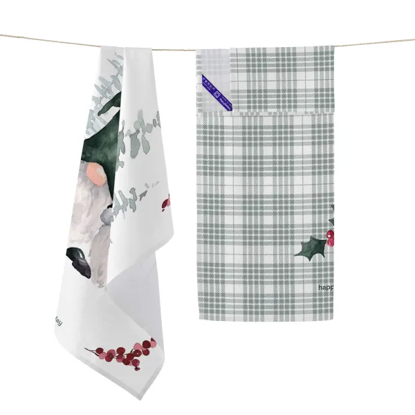 Set of Cloths HappyFriday Xmas Gnomes  Multicolour 70 x 50 cm 15 x 1 x 38 cm (2 Pieces)