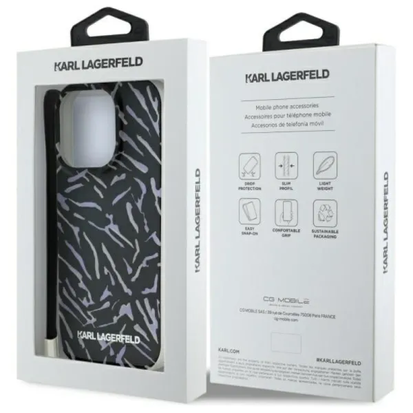Karl Lagerfeld Zebra With Cord - Case for iPhone 16 Pro (purple)