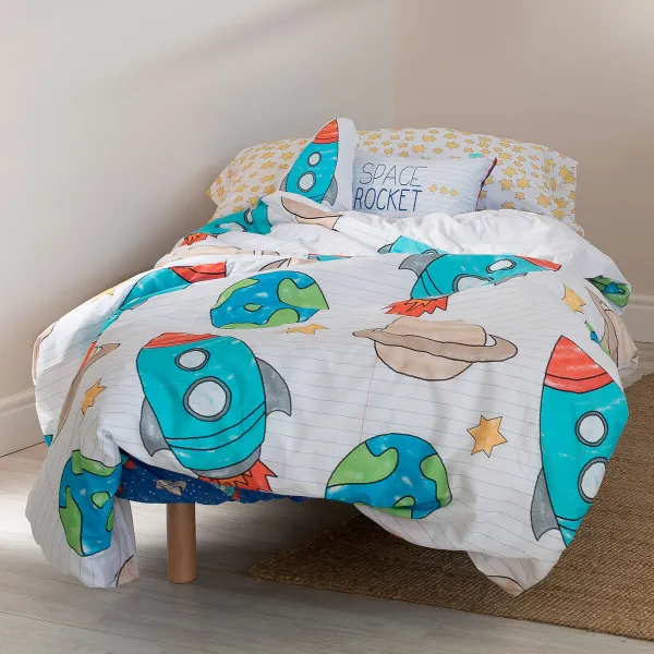 Pussilakanasetti HappyFriday Mr Fox Space rocket Monivärinen Sänky 105 2 Kappaletta