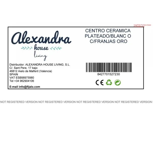 Puošmena Alexandra House Living Balta Sidabras Keramikinis 35 x 11 x 5 cm