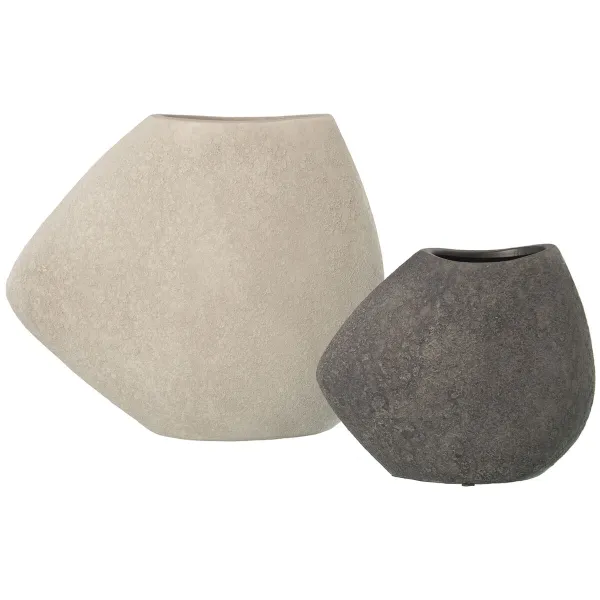 Set of 2 Vases Alexandra House Living White Grey Ceramic 22 x 20 x 13 cm