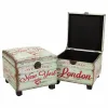 Set of stools Alexandra House Living PVC MDF Wood 3 Pieces
