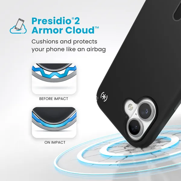 Speck Presidio2 Pro ClickLock & MagSafe - iPhone 16 Case (Black / Slate Gray / White)