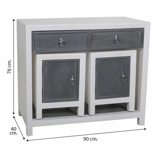 Salė Alexandra House Living Balta Pilka 40 x 76 x 90 cm 3 Dalys