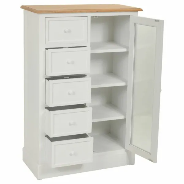 Lipasto Alexandra House Living Valkoinen Luonnollinen Paolownia wood Puu MDF 35 x 110 x 72 cm