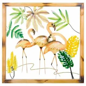 Sienu dekors Alexandra House Living Daudzkrāsains Metāls Rozā flamingo 4 x 87 x 87 cm