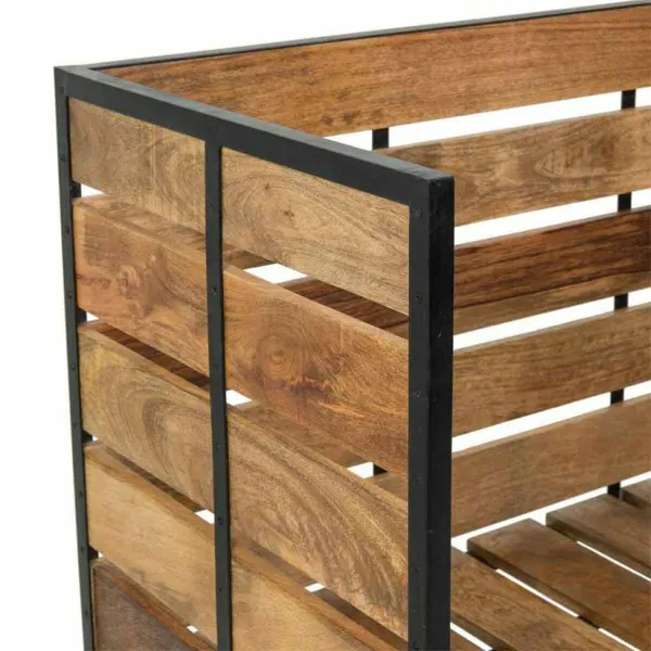 Bench Alexandra House Living Brown Black Iron Mango wood 61 x 92 x 160 cm With wheels