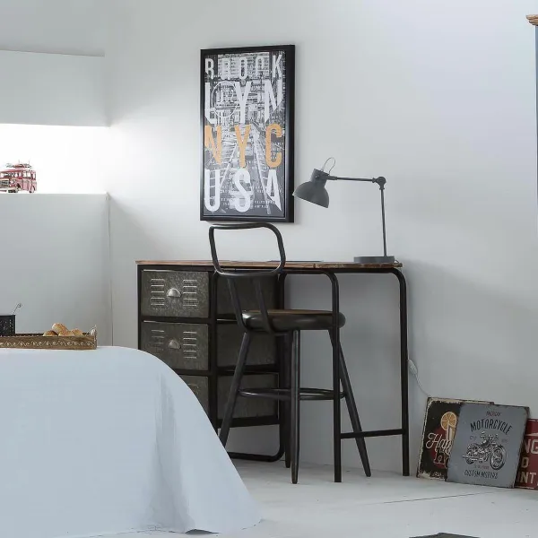 Taburetė Alexandra House Living Ruda Pilka Medžio Metalinis 54 x 92 x 42 cm