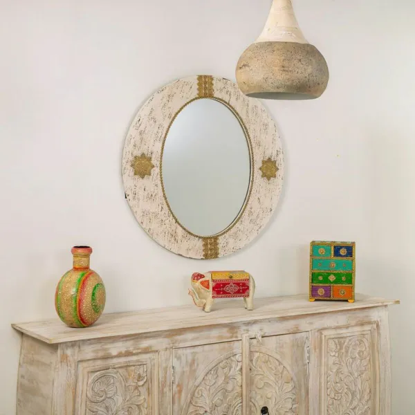 Sieninis veidrodis Alexandra House Living Auksinis 1 x 80 x 80 cm Apskritimai