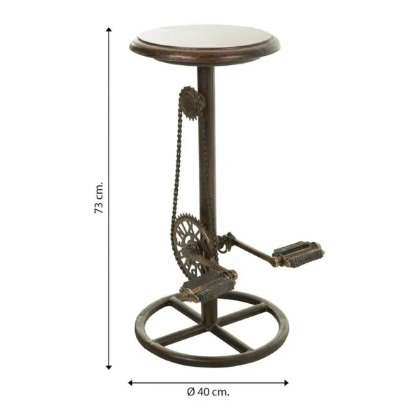 Stool Alexandra House Living Brown Black Metal MDF Wood 40 x 73 x 40 cm Pedals