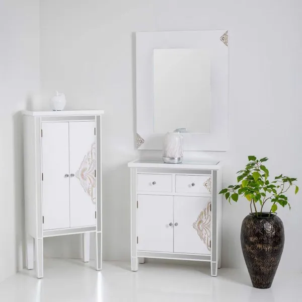 Sienas spogulis Alexandra House Living Balts Stikls Koks MDF 2 x 90 x 70 cm