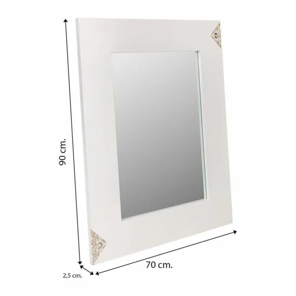 Sieninis veidrodis Alexandra House Living Balta stiklas Medžio MDF 2 x 90 x 70 cm