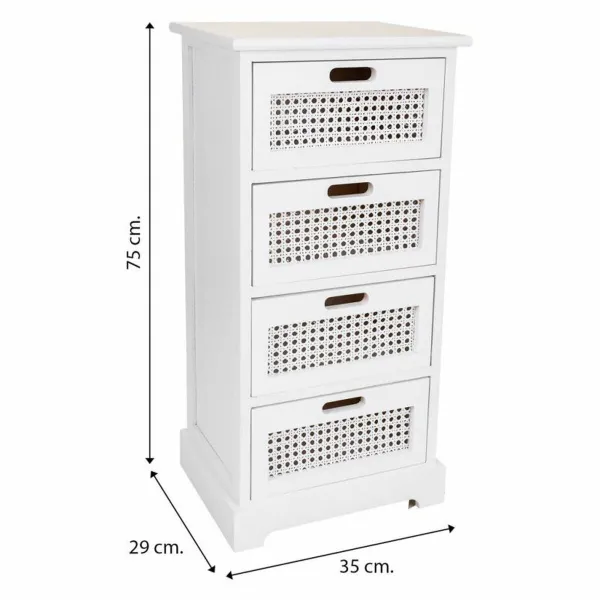 Kumode Alexandra House Living Balts Nūja Paulovnijas koks Koks MDF 29 x 75 x 35 cm