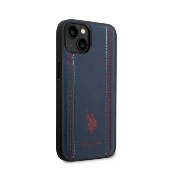 US Polo Assn Leather Stitch - Case for iPhone 14 (Navy blue)