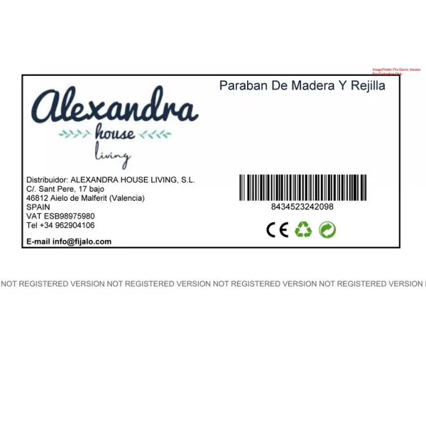 Ширма Alexandra House Living Натуральный 200 x 2 x 120 cm